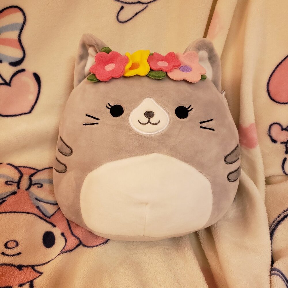 Tally the cat with flower crown spring Squishmallow 8"